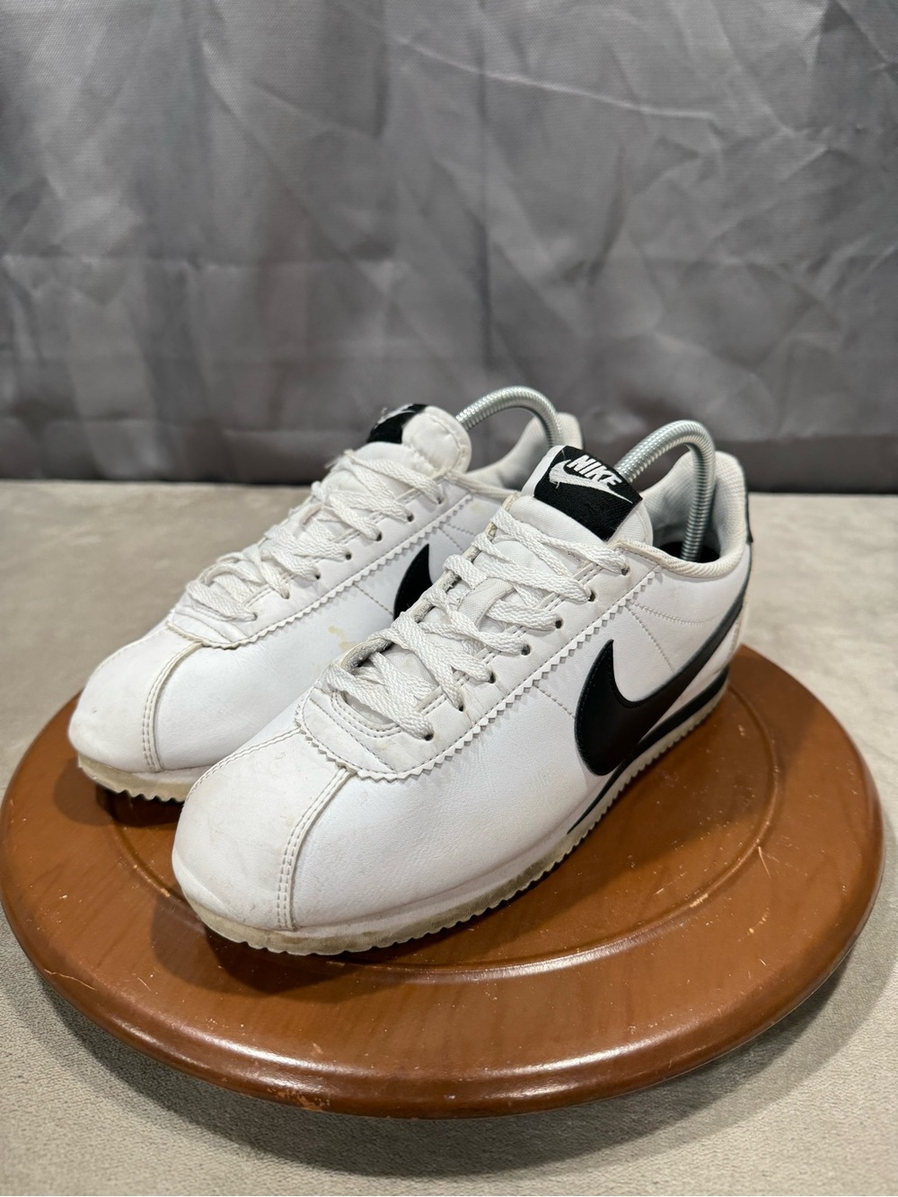 Nike White and Black Low-Top Cortez Sneakers